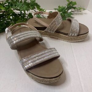 Torrid Rhinestone Double Strap Platform Espadrille Sandal size 9.5WW